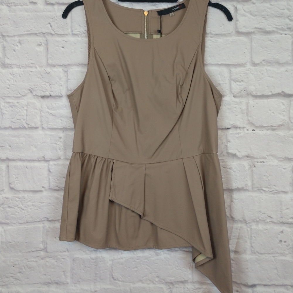 Sugarlips NWT Taupe Sleeveless Pleather Top